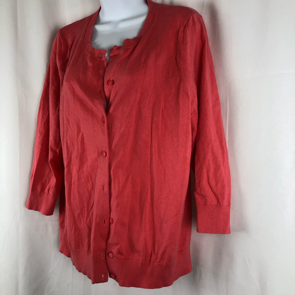 Talbots Cotton Button Front Cardigan Sweater Xl - image 4